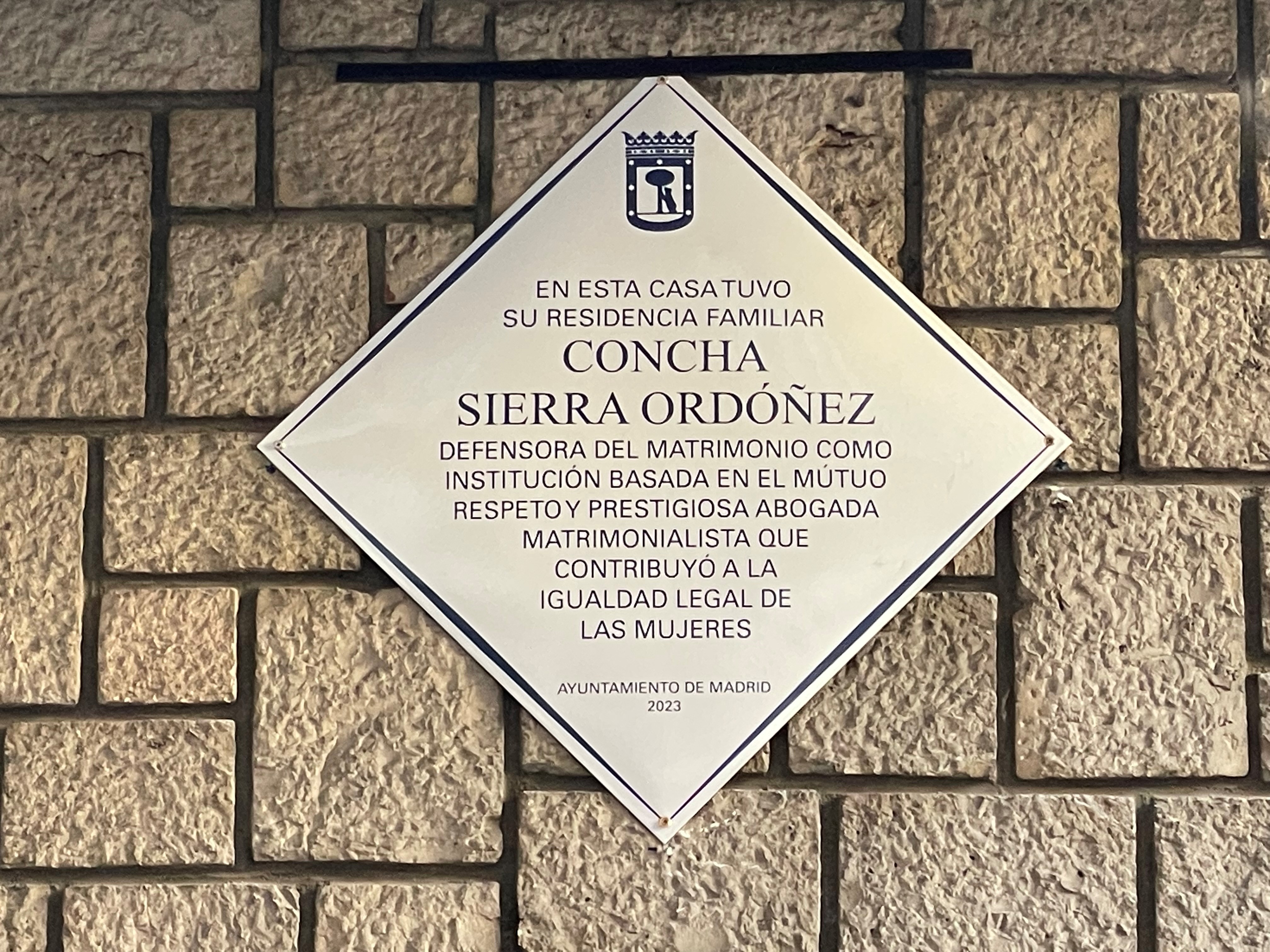 Placa Concha Sierra Ordóñez